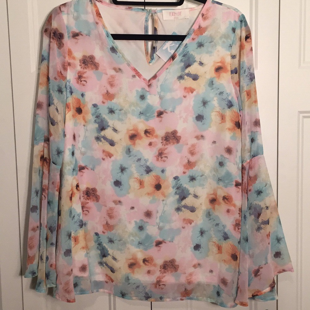 Floral Bell Sleeve Top